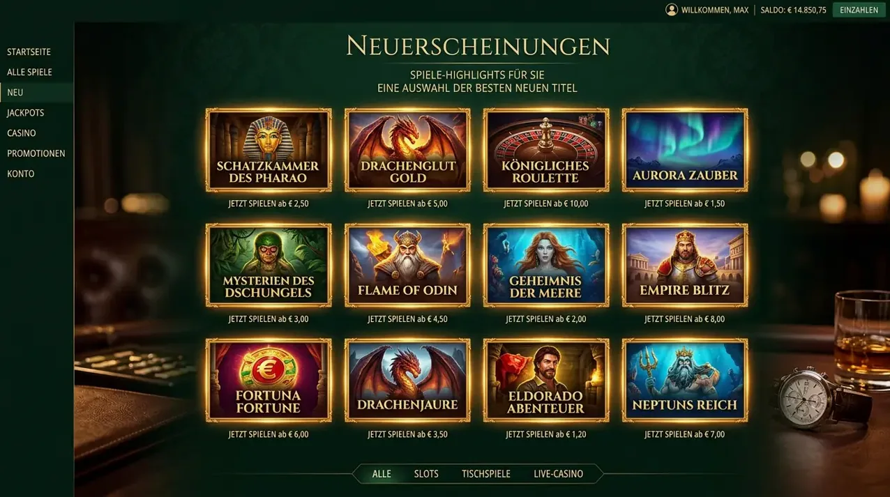 Neuheiten & Turniere — Auswahl bei Qbet